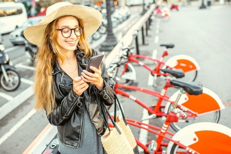Woman holding phone