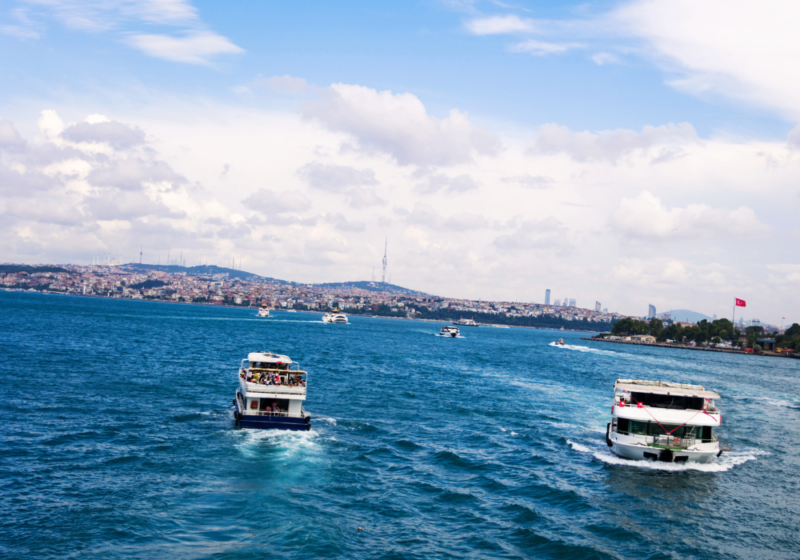 boat at bosphorus strait in istanbul