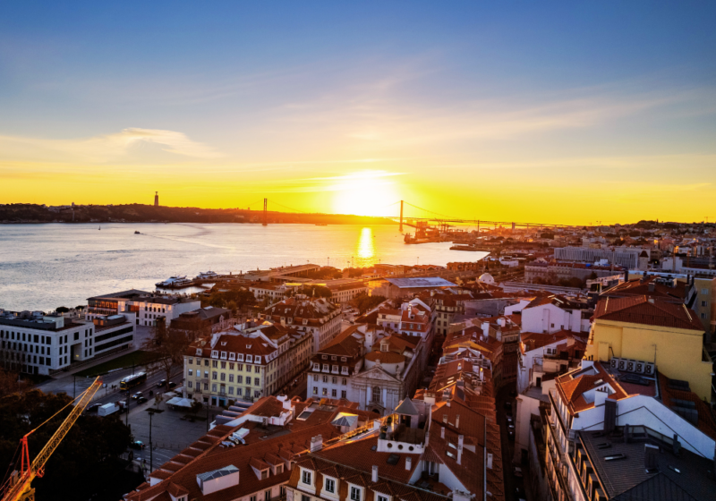 miradouro de santa luzia sunset in lisbon