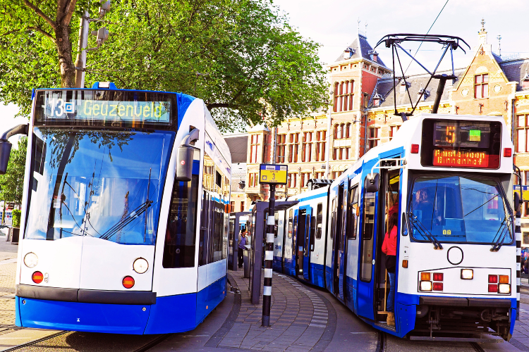 trams in amsterdam